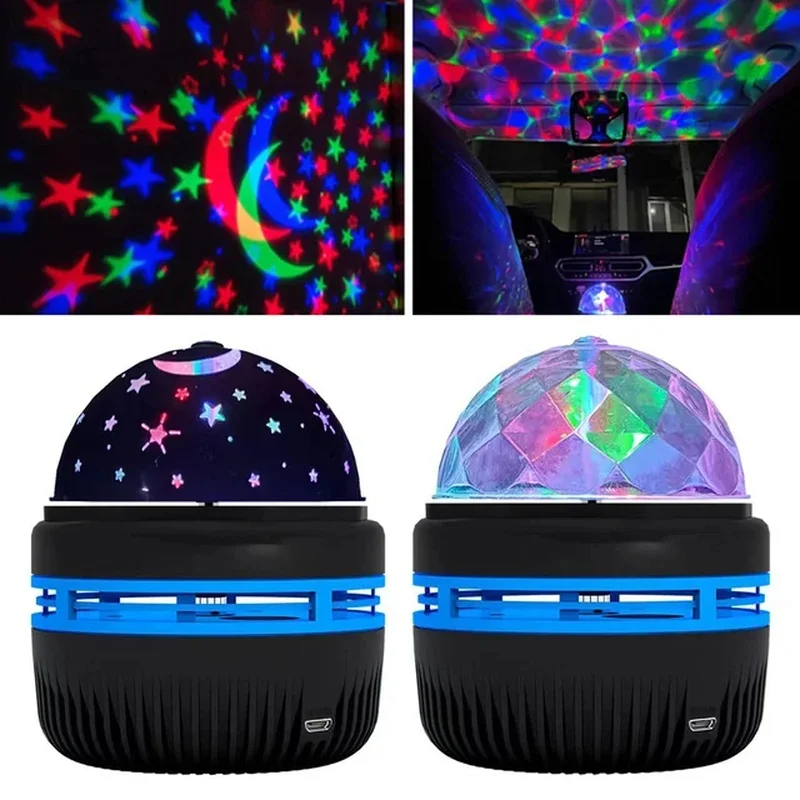 1PC Star Projector Lamp Usb Powered Colorful Rotating Magical Ball Light Car Atmosphere Lamp KTV Bar Disco DJ Party Stage Light