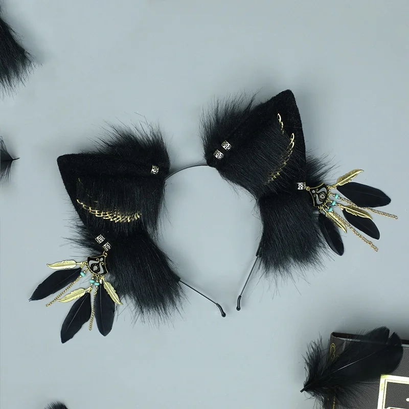 Handgemachtes Plüsch Kunstfell Fuchs Ohr Stirnband Subkultur Dress up Tier Wolf Haarband Halloween Cosplay Coole Party Requisiten