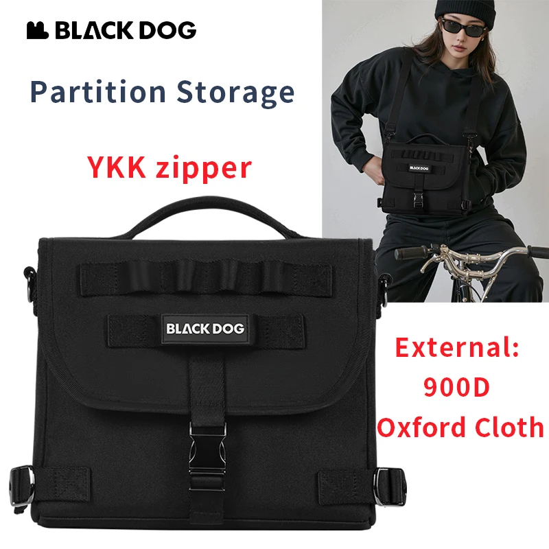 

Naturehike BLACKDOG BLACK LEGEND Postman Bag YKKZipper Nylon Shoulder Strap About 0.586KG Flip Up Alloy Socket Partition Storage