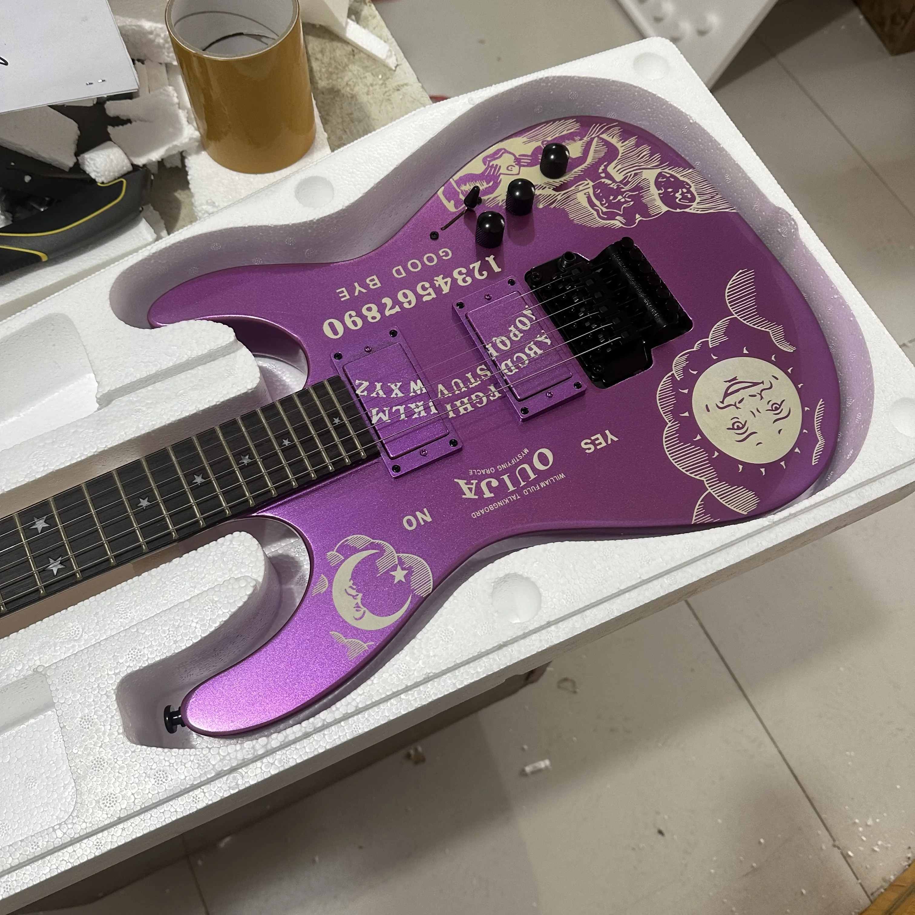 

Hot sale purple ESP Custom Shop KH-2 Ouija Kirk Hammett Cynthia Electric Guitar，Floyd Rose Tremolo Bridge,fast shipping