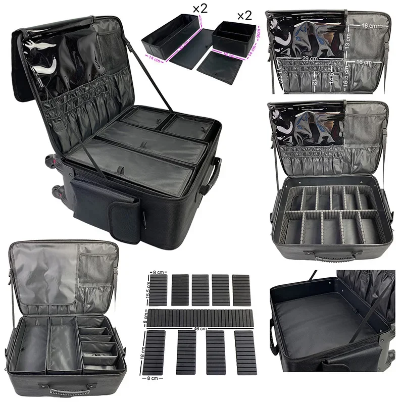 

Косметический ящик для инструментов большой емкости 2025 года, чехол на тележке, коробка для хранения перегородки, ящик для хранения аппаратных инструментов 567