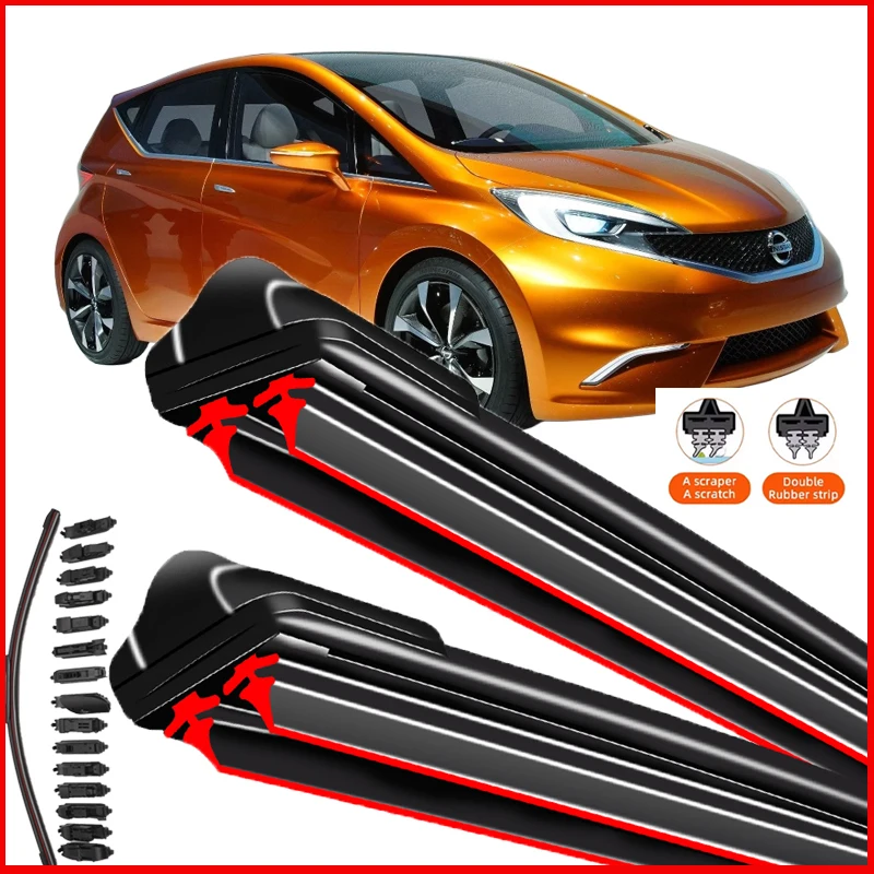 

For Nissan Note E11 NE11 E12 2006 2010 2012 2013 2016 2018 2019 2020 2022 Car Brush Double Rubber Windshield Wiper Blades Winter