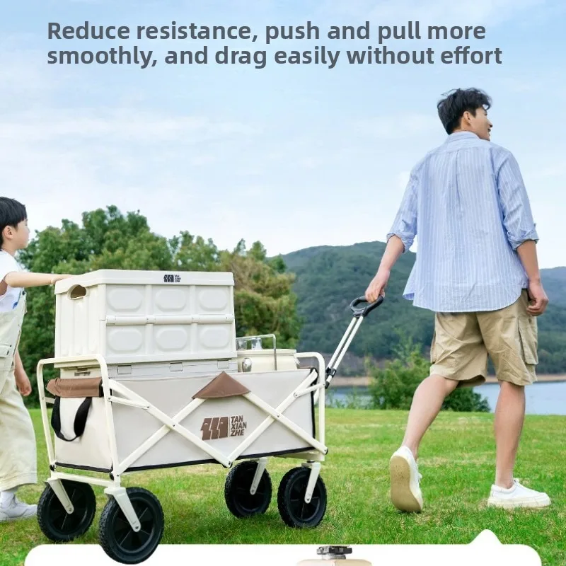 Camping Wagon Folding Hand Push Cart Outdoor Kids Lie Flat Picnic Trailer Small Trailer Camping Cart Shopping Trolley