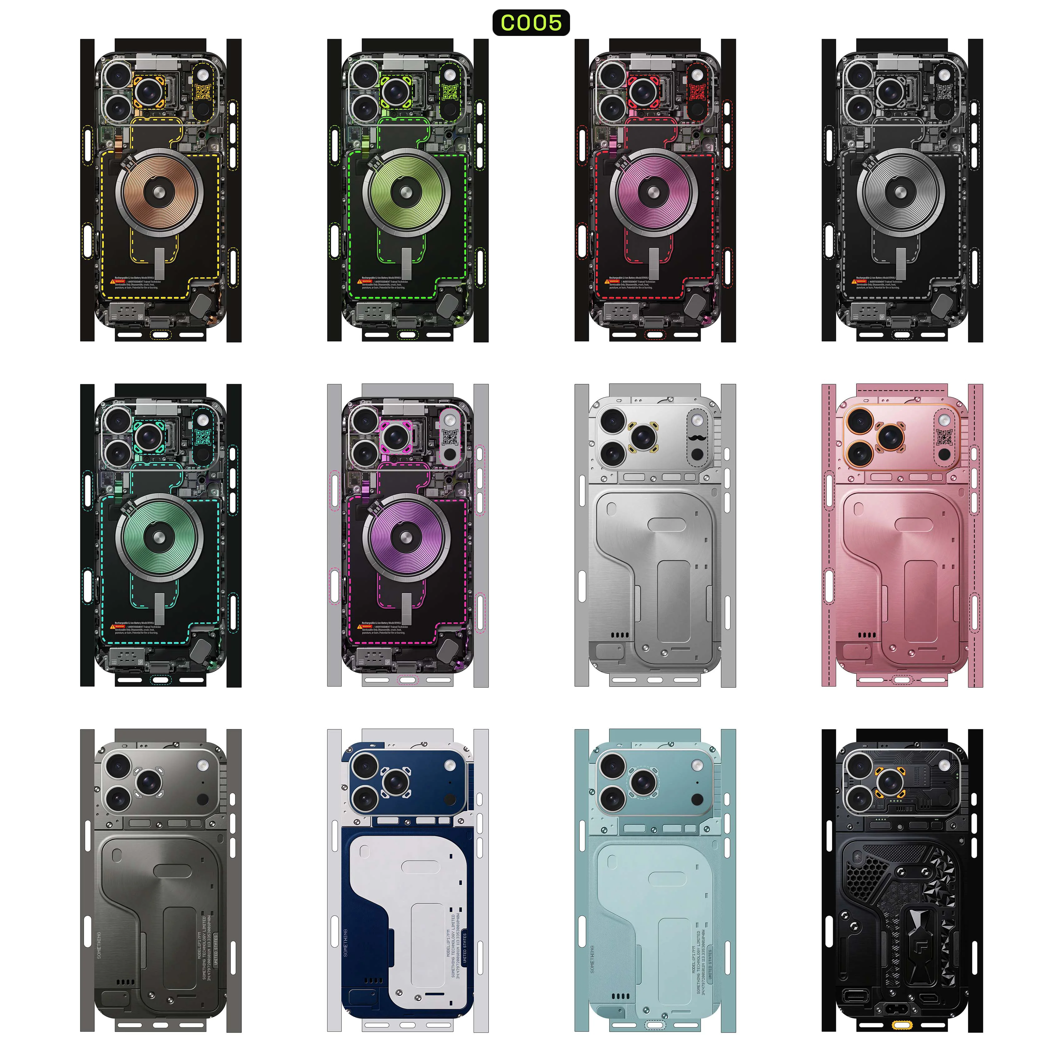 Plain Color Skin Sticker for iPhone17 16 15 14 13pro max Sticker Back Film Side Frame Protector (Not Phone Case)