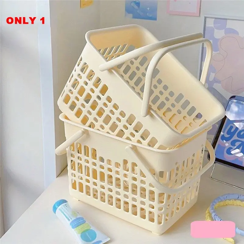 Customer Favorite Double-Ear Hollow Bathroom Bath Basket Drain Portable Vegetable Washing Basket Cute Storage Basket