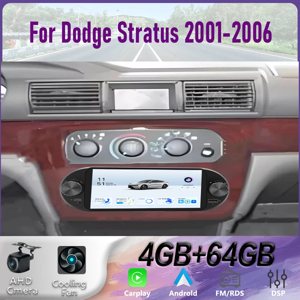 

6" For Dodge Stratus 2001-2006 Car Radio Steering Wheel Control Google Map Stereo GPS Reversing Image 2DIN Head Android15 64GB