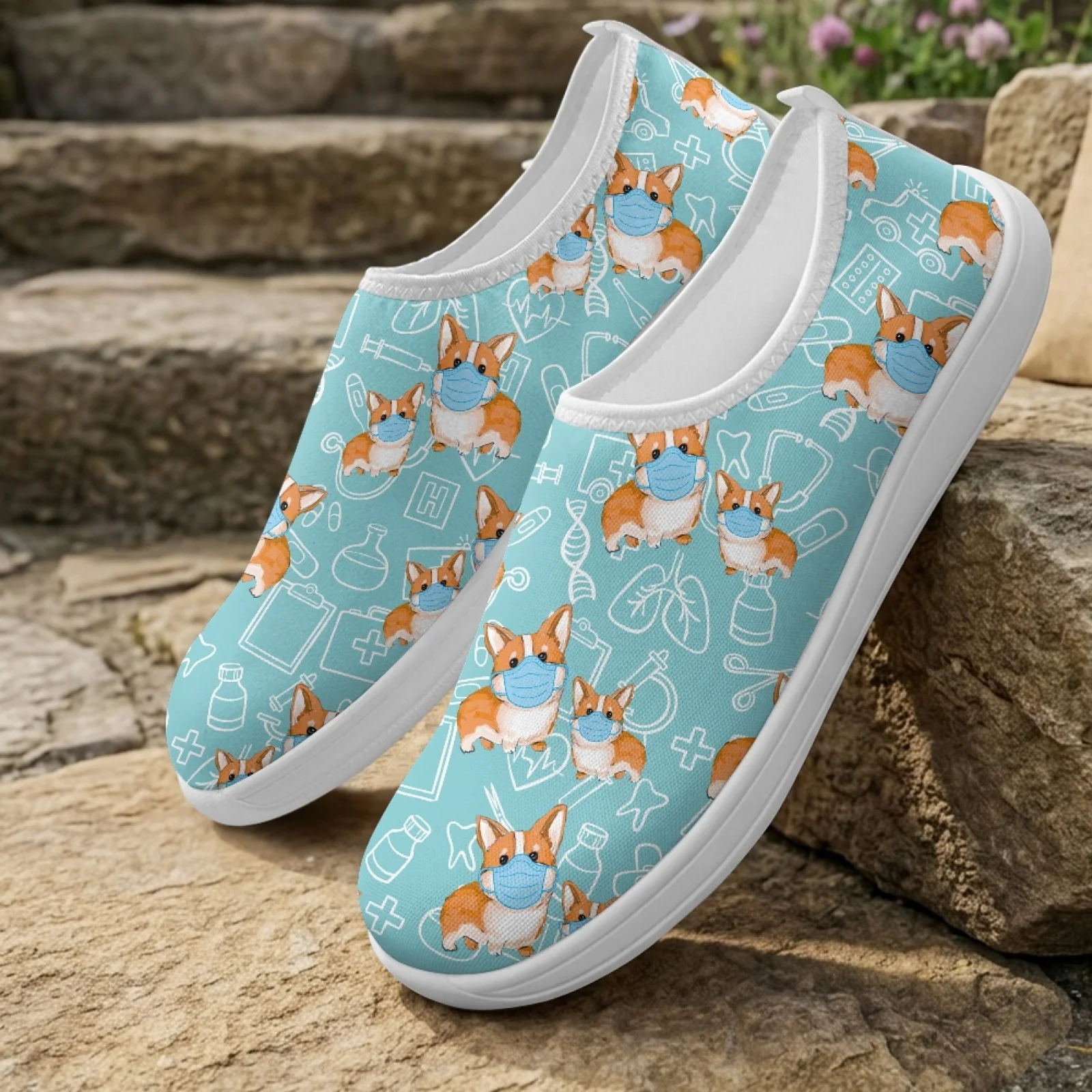 XIXIRIMIDO Slip-on Wide-toed Shoe Nurse Shoes Men's Sneakers and Casual Shoes Zapatillas de Mujer Tenis Feminino Corgi Doctor