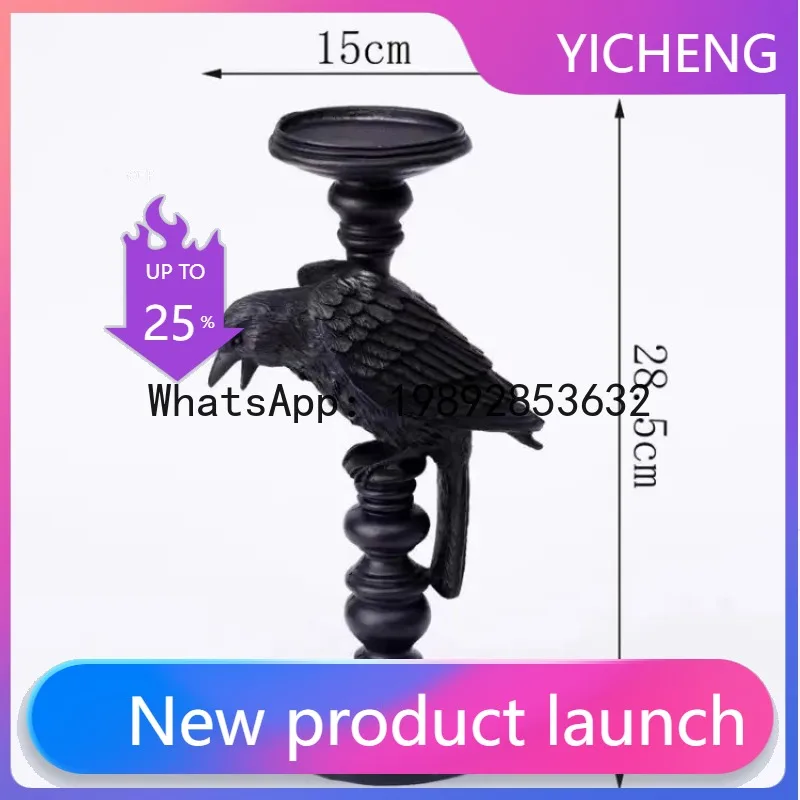 

ZZ desktop resin ornament, dark, Halloween crow candlestick ornament, birthday gift, couple gift, home