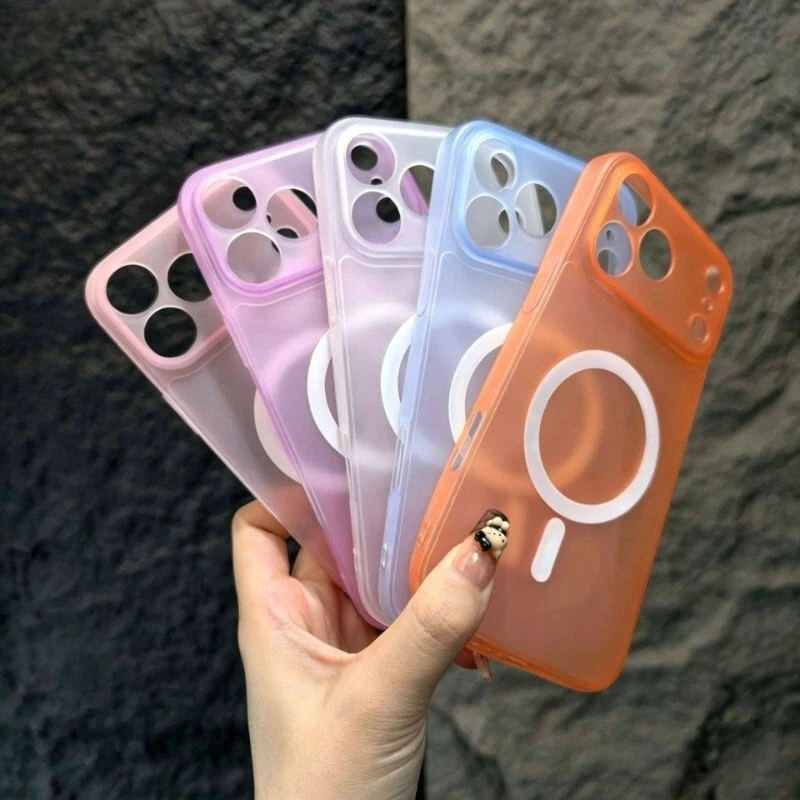 Funda de silicona mate magnética de colores para iPhone 18, 17, 16, 15, 14, 13 Pro Max, protección completa de cámara