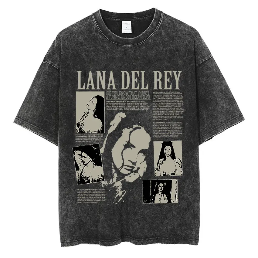 Lana Del Rey Ldr Sailing T-shirt Men\'s Hip Hop Korean Fashion Style Tshirts Unisex Vintage Washed Oversized Short Sleeve T Shirt