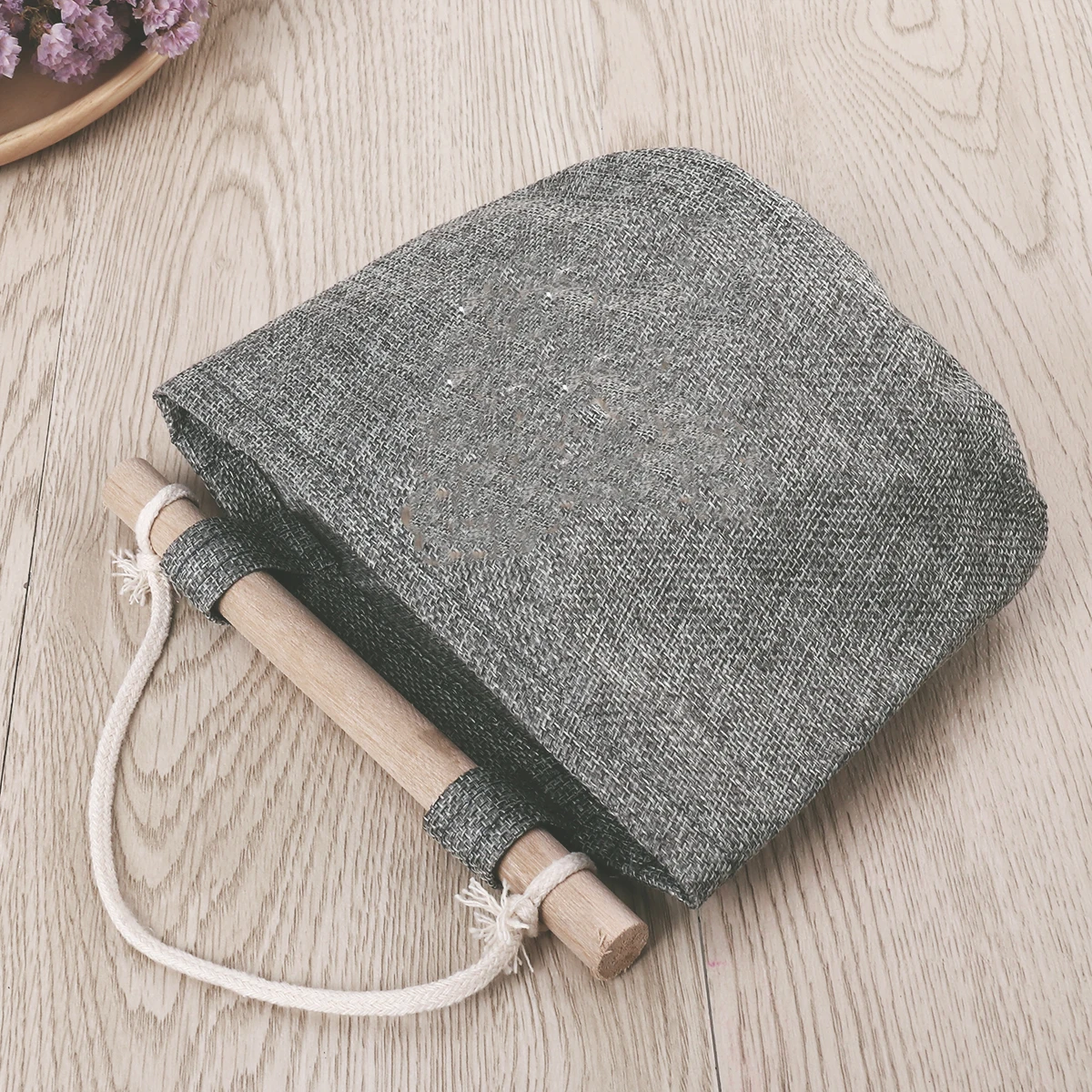 

Navy Wind Storage Bag Vintage Hanging Wall Linen Organizer Breathable Artistic Bedroom Bathroom Kitchen Space Saving Wooden Pole
