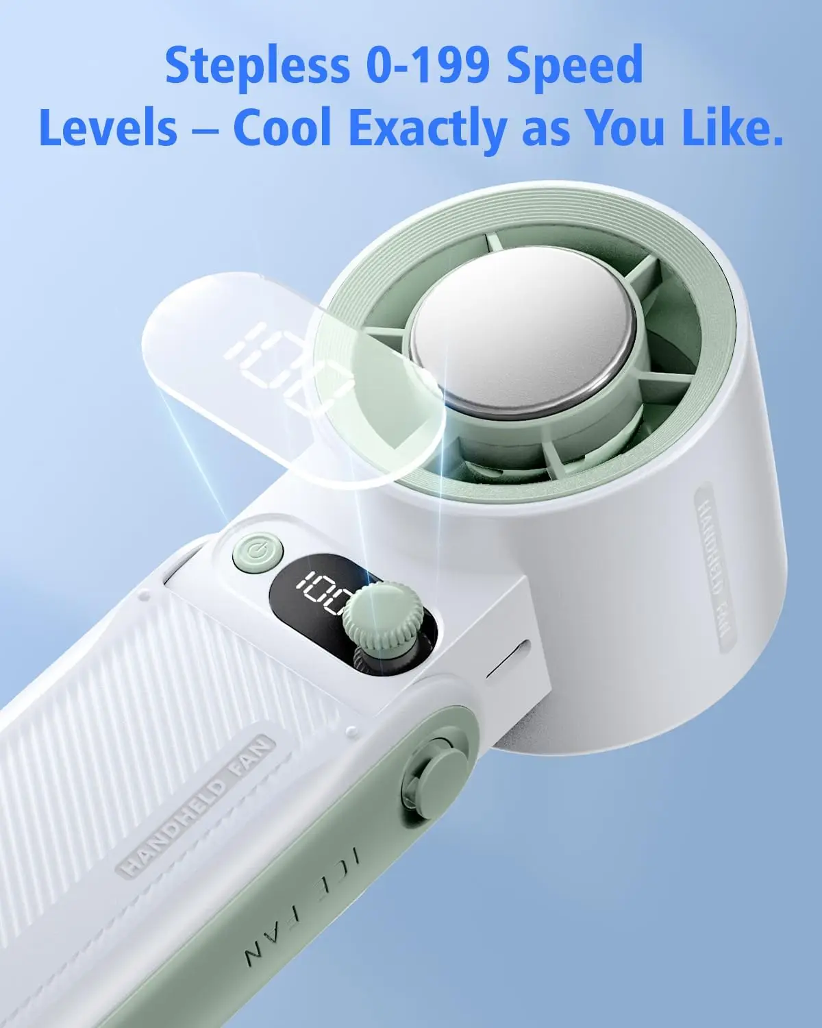 

Портативный ручной вентилятор, складной с цифровым дисплеем и аккумулятором, персональный вентилятор холодного воздуха для путешествий/кемпинга/на открытом воздухе