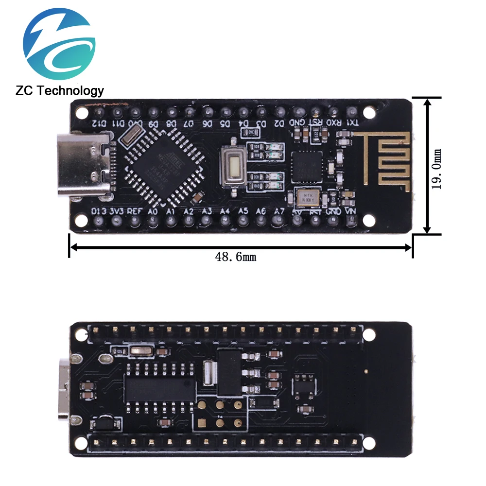 RF-Nano for Arduino Nano V3.0 Type C Nano Board ATmega328P CH340 Integrate NRF24L01+2.4G Wireless Compatible With RF24 Library