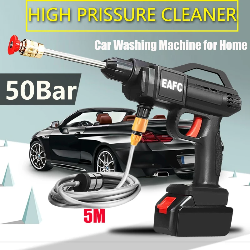 50Bar Portable Wireless High Pressure Car Washer Car Wash Cleaner Machine Water Gun Cordless High Pressure for Makita Battery 