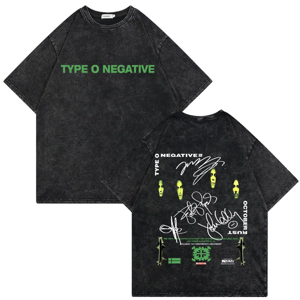 Washed Vintage Type O Negative Merch T-shirt Male Rock Casual