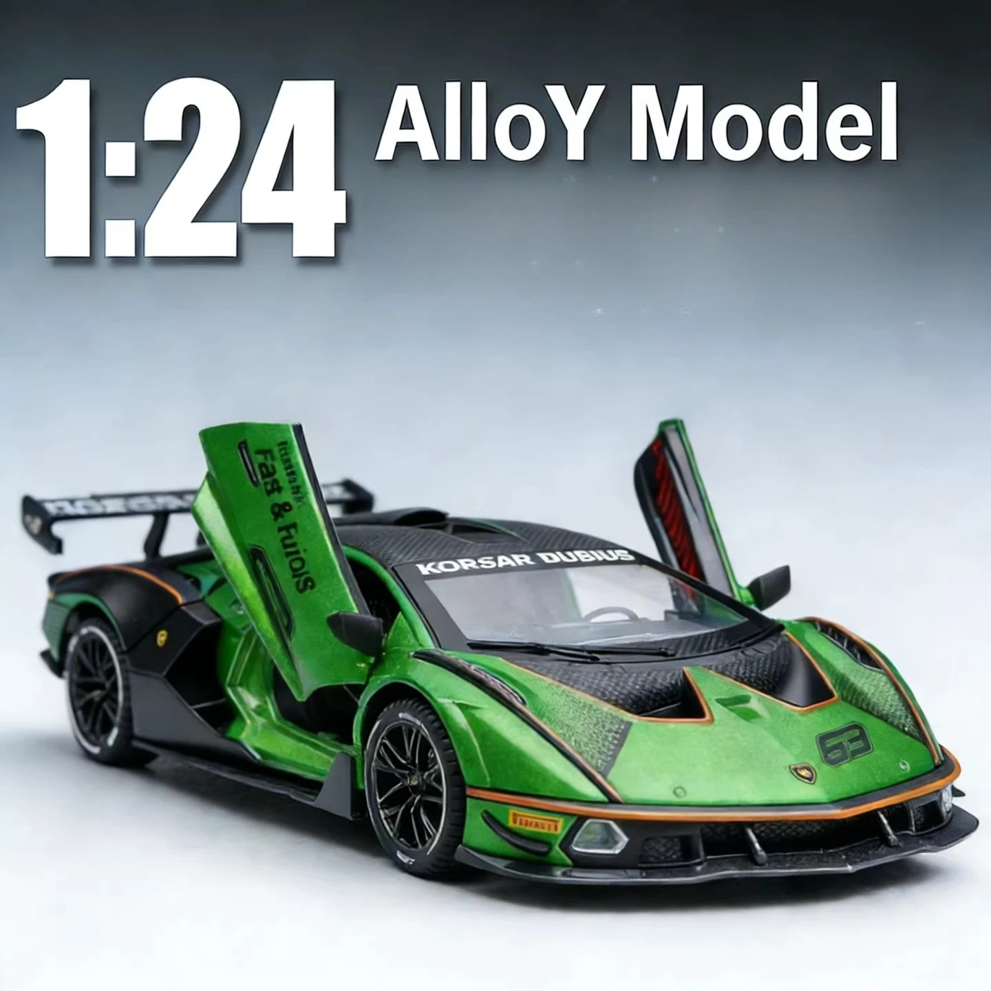

1:24 Essenza SCV12 Sports Car Alloy Model Diecasts Metal Model Simulation Sound and Light Kids Toys Gift