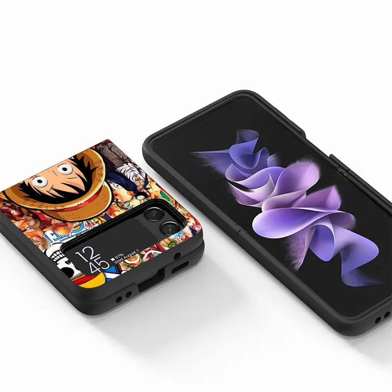 حافظة هاتف لهاتف سامسونج جالاكسي Z Flip Z Flip 3 Z FLIP 6 Z Flip 5 غطاء خلفي أنيمي قطعة واحدة