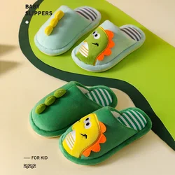 Children Cartoon Dinosaur Slipper Soft Autumn Winter Warm Princess Baby Boys Girl Indoor Home Bedroom Cotton Fleece Shoes