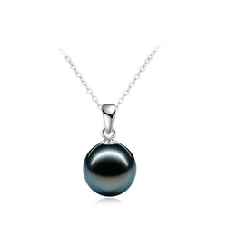 Real Natural Sea Black Tahitian Pearl Pendant Women,Trendy 925 Silver Pearl Pendant Girls Mother Wife Birthday Gift