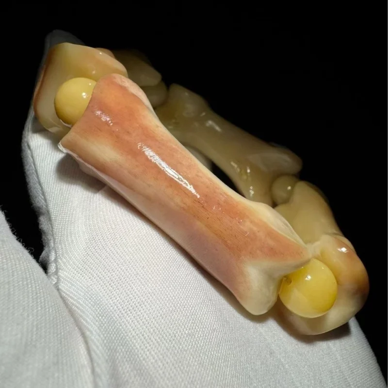 Camel bone knuckle bracelet with clearly visible bloodlines, suitable for both men and women