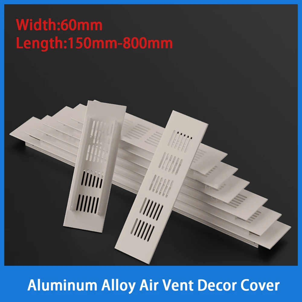 1Pcs Grey Aluminum Alloy Air Vent Decor Cover Closet Shoe Wardrobe  Exhaust Vent Hardware Accessorie 60/150/200/400/500/800mm