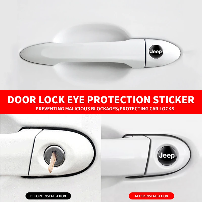 

Наклейка на замок автомобильной двери, декоративная защитная наклейка для Jeep Grand Liberty Cherokee Wrangler JK Gladiator Compass Re