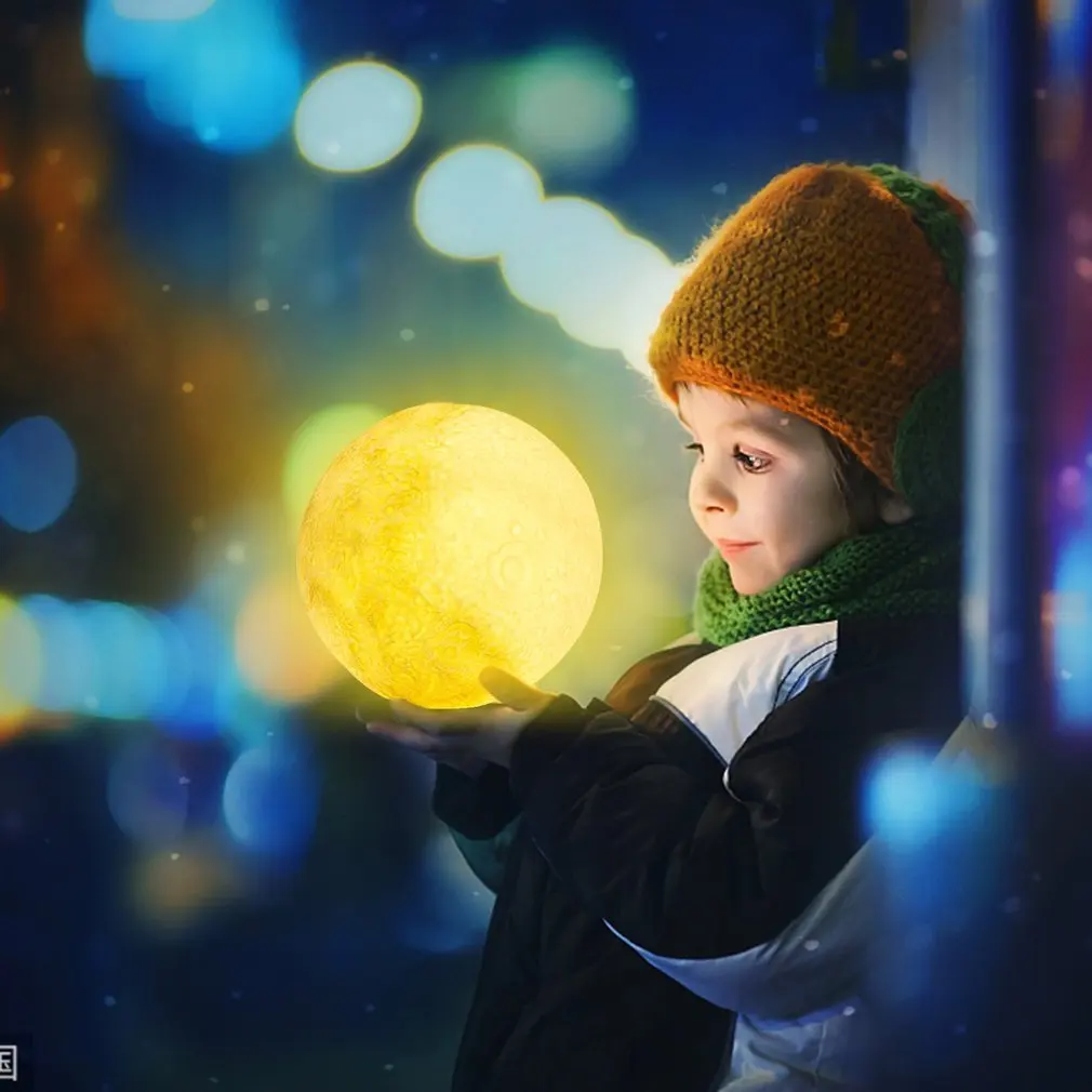 Moon Lamp Kids Night Light Galaxy Lamp Colors LED 3D Moon Light Touch telecomando regalo ricaricabile per ragazze e ragazzi
