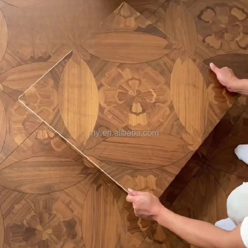Versión personalizada piso de madera cepillado moderno de roble multicapa de nogal negro de teca calentada en parquet