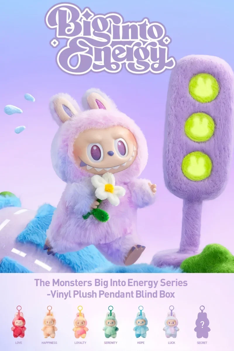 2025 POPMART Labubu V3 الوحوش الكبيرة في سلسلة الطاقة الفينيل قلادة صناديق أعمى Kawaii الشكل الوجه دمية المفاتيح هدايا عيد الميلاد