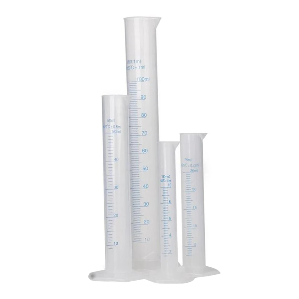 4pcs Plastic Graduated Cylinder Kitchen Laboratory Experiment Test Water Measurement Measuring Tube Cylinder