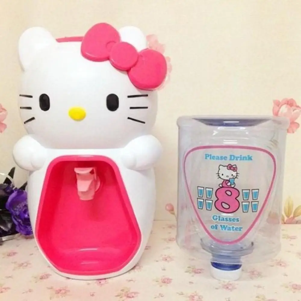 Kawaii Sanrio Hello Kitty Water Dispenser Anime Figure Office Small Mini Desktop Eight Glasses of Water kitchen Juice Bottle Toy