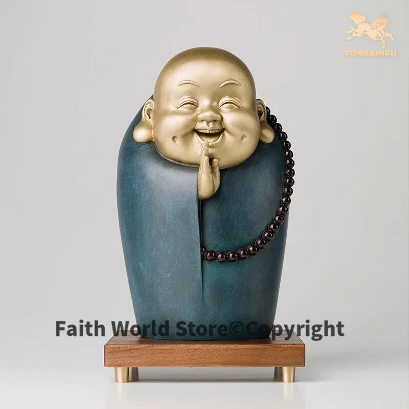 2025 HOME company good luck Business career prosperous High grade copper Maitreya Wealth God happy Buddha sculpture Decoration