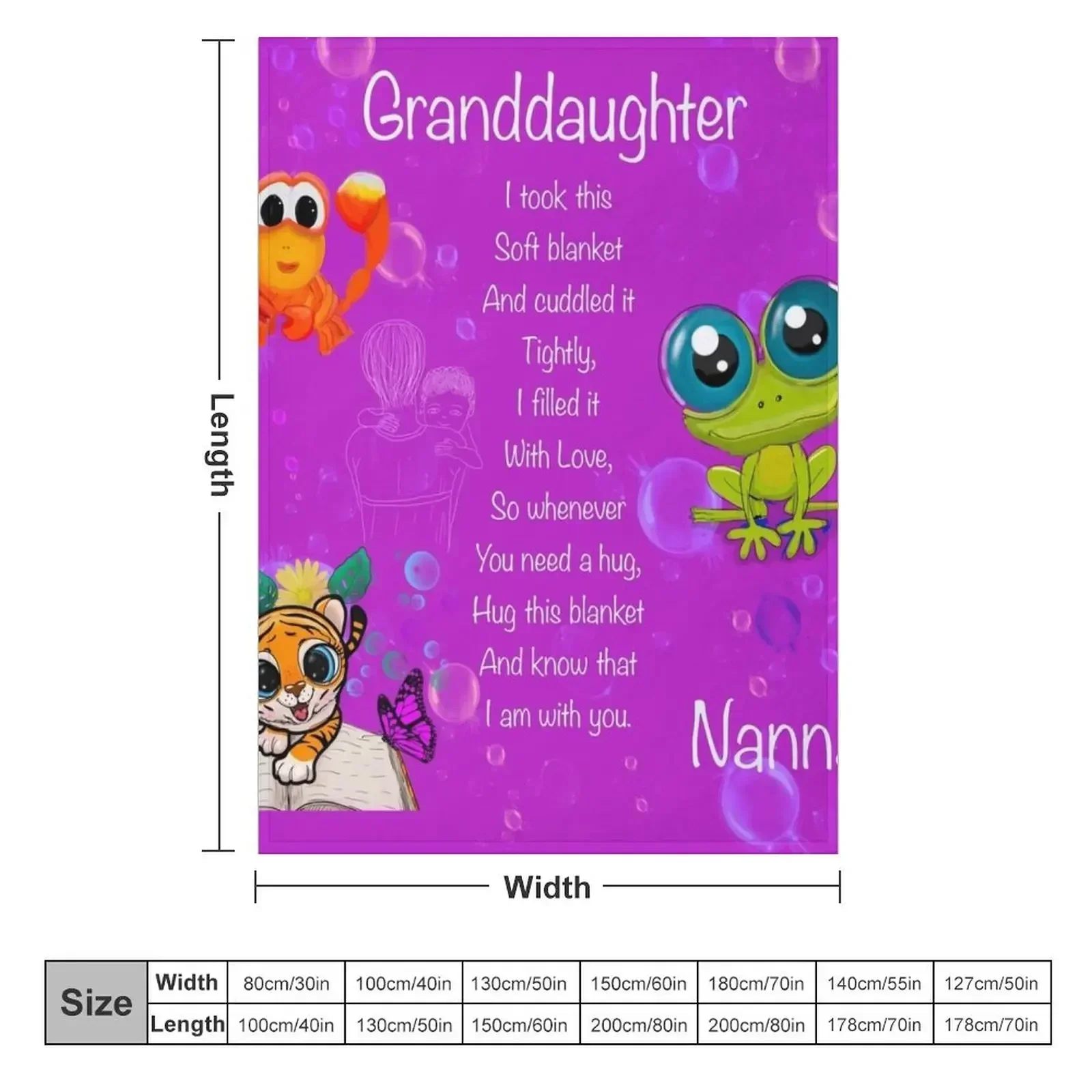 To Granddaughter, love from Nanna, cuddle blanket Throw Blanket valentine gift ideas Sofas Large warm winter Blankets