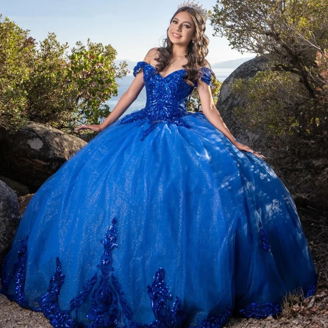 Angelsbridep Royal Blue Ball Gown 15 Years Quinceanera Dress With Sequined Vestidos De Fiesta Birthday Evening Party Dresses