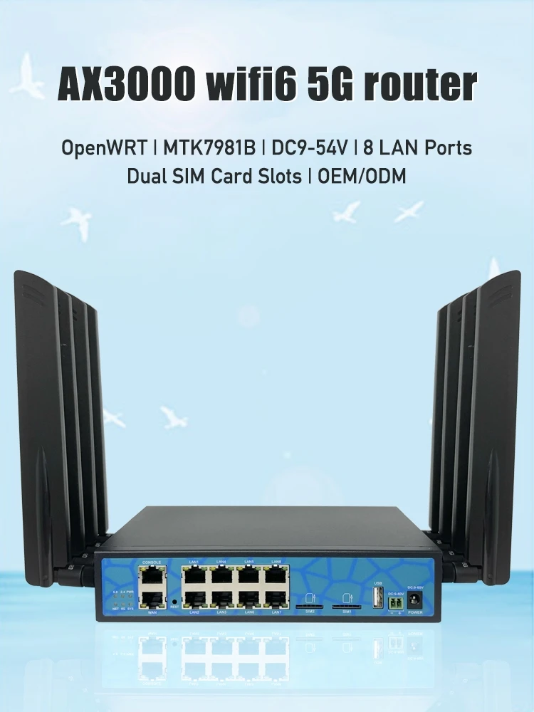 AX3000Mbps USA Hot Selling 5G CPE WIFI6 Wireless Router 5g Router with Sim Card Slot