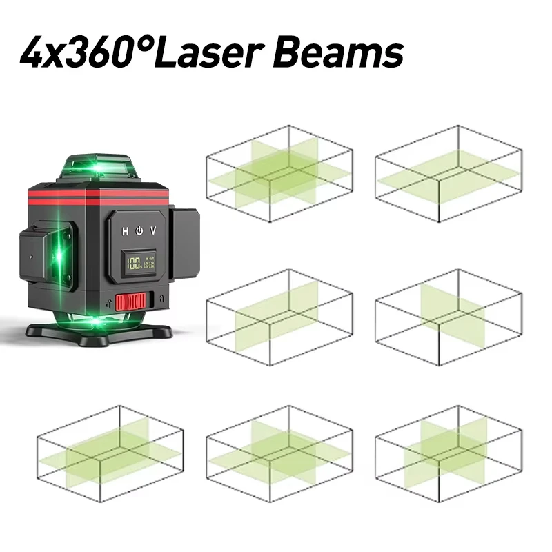 YAGU 12/16 Lines Laser Level Tool,3/4d Green Lines,With Automatic Leveling 360° Horizontal And Vertical Cross Lineslaser