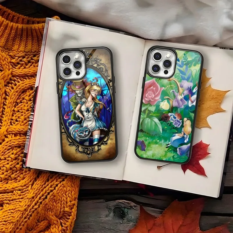 Disney Alice In Wonderland Phone Case PC+TPU For Iphone Apple 12 Pro Max 1115 13 14 Mini 6S 8 7 Plus X Xs XR Luxury Back Cover