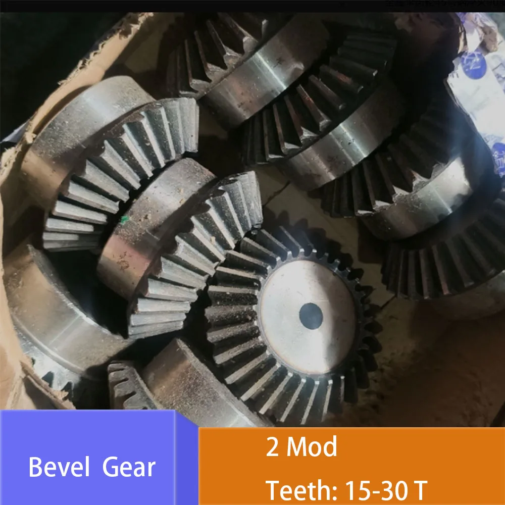 1Pcs Single 15-30 Teeth Industrial Transmission Gear 45#Steel 2 Modulus Wear Resistant Bevel Gear Meshing Angle Steel Gears