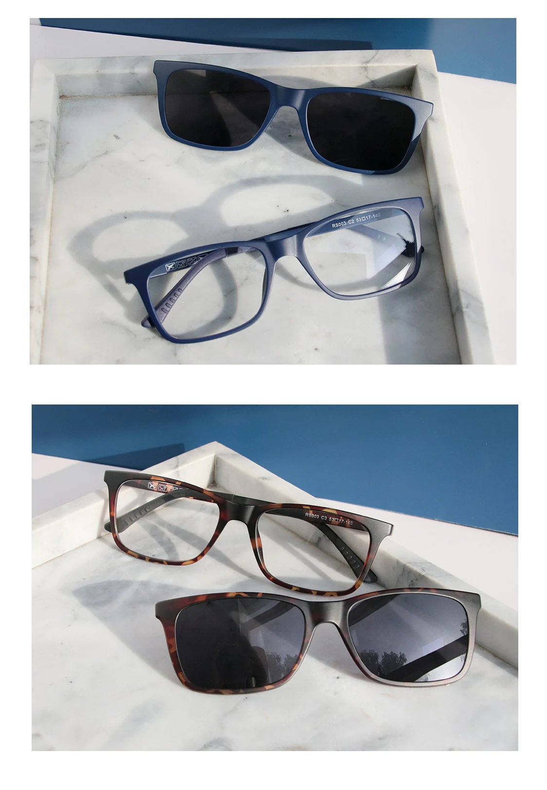 RS003 Myopie Brillen Rahmen Männer Quadratische Optische Gläser Rahmen Polarisierte Magnetische Clip auf Sonnenbrille – Detail 9