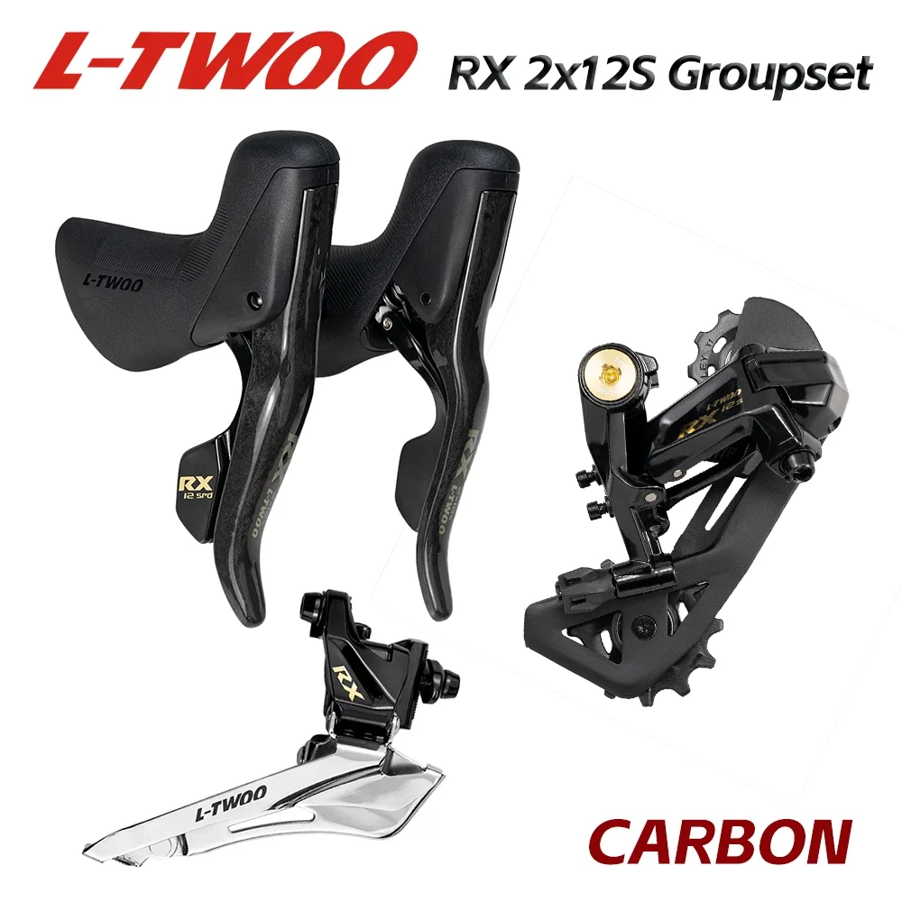 Itwoo-カーボンファイバーロードバイクシフセット,24秒,rx 2x12スピード,4キット,カーボンファイバーリアカセット,フロントおよびリア