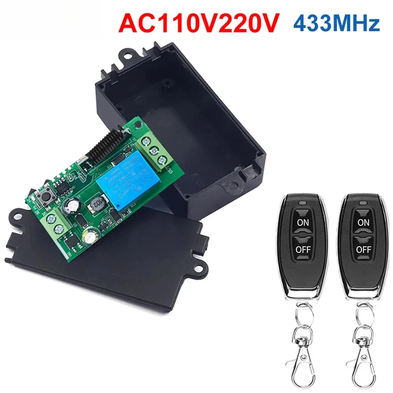 433MHz Remote Control 10A 1 Channel Relay Module Dry Contact Switch AC 110V 220V Transmitter Receiver For Lighting And Motor