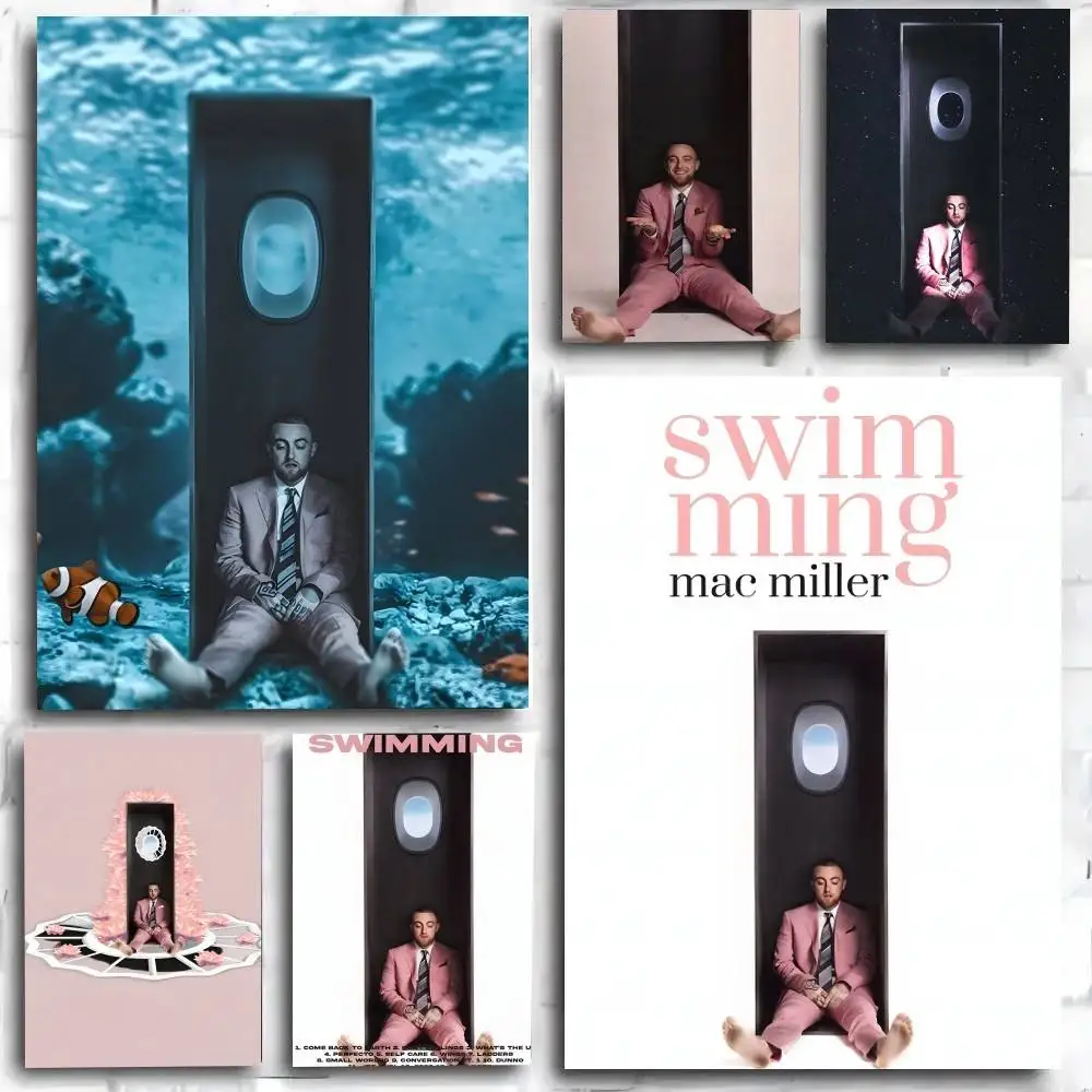 Rapper Mac Miller Swimming  Poster and Prints Wall Art Pictures for Modern Bedroom Game Room Home Decor
