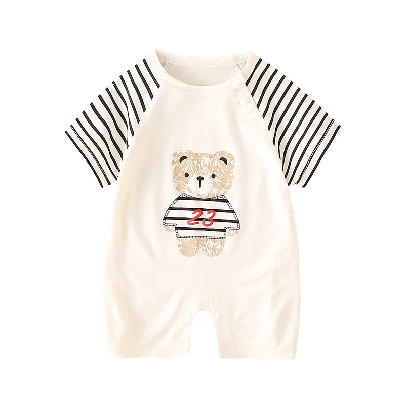 Baby Summer Clothes Thin ort Sve Onesie Striped Cute Newborn Boys Rer Summer Faion Set Student School orm