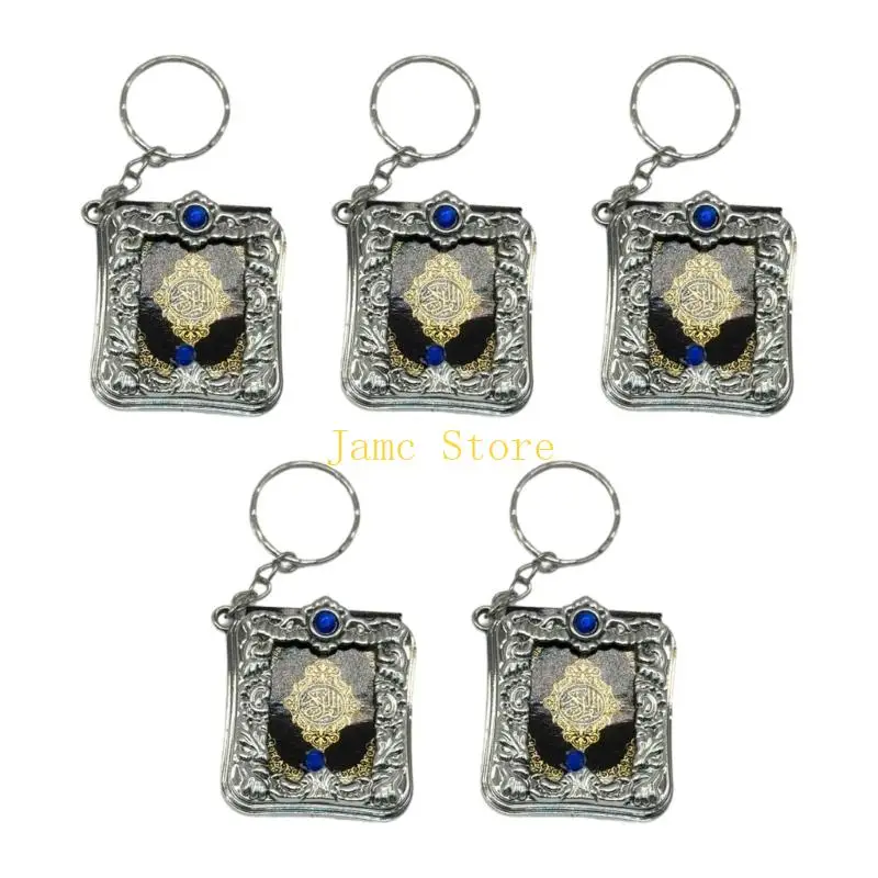 LX0B Islamic Mini Pendant Rings Muslims Keychains Real Paper Can Read Small