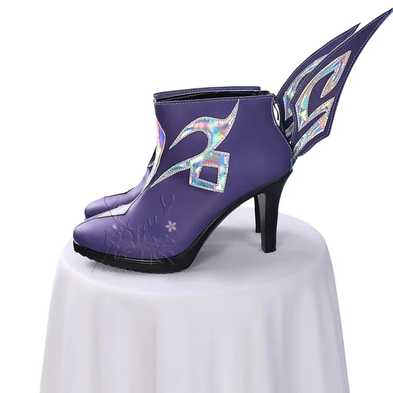 Qq28LQSkirk Permainan Cosplay Kulit Baru Sepatu Genshin Impact Aksesori Kostum Alat Peraga Kostum Halloween Anime untuk Wanita Sepatu Hak Tinggi