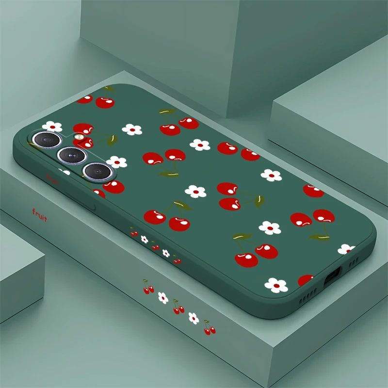 Cherry Pattern Phone Case For Samsung Galaxy A07 A06 A05S A04 A03S A02S A51 A71 A31 A60 A50 Silicone Soft TPU Matte Cover