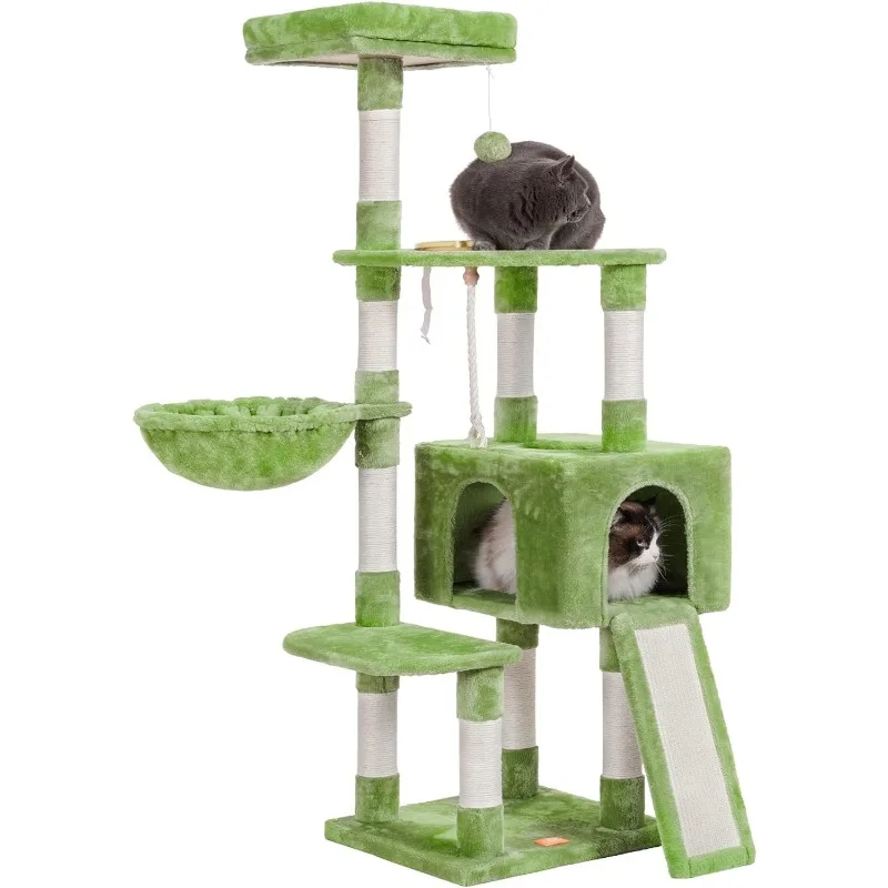 Cat Tree, Cat Tower for Indoor Cats with Scratching Board, Multi-Level Cat Furniture Condo with Feeding Bowl