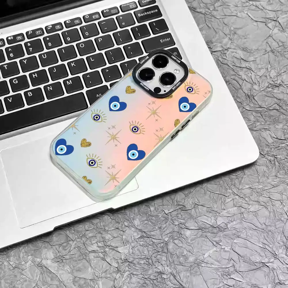 1pc Eye Star Phone Case Laser IMD Color Silver Shell For IPhone 17 16 15 14 13 12 11 Air Pro Max Plus