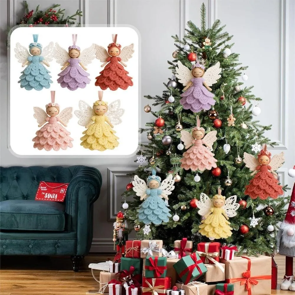 Kit diy de crochê anjo ornamento kit fácil starter artesanato pendurado ornamentos crochê boneca ornamento criar seu próprio kit de artesanato de crochê