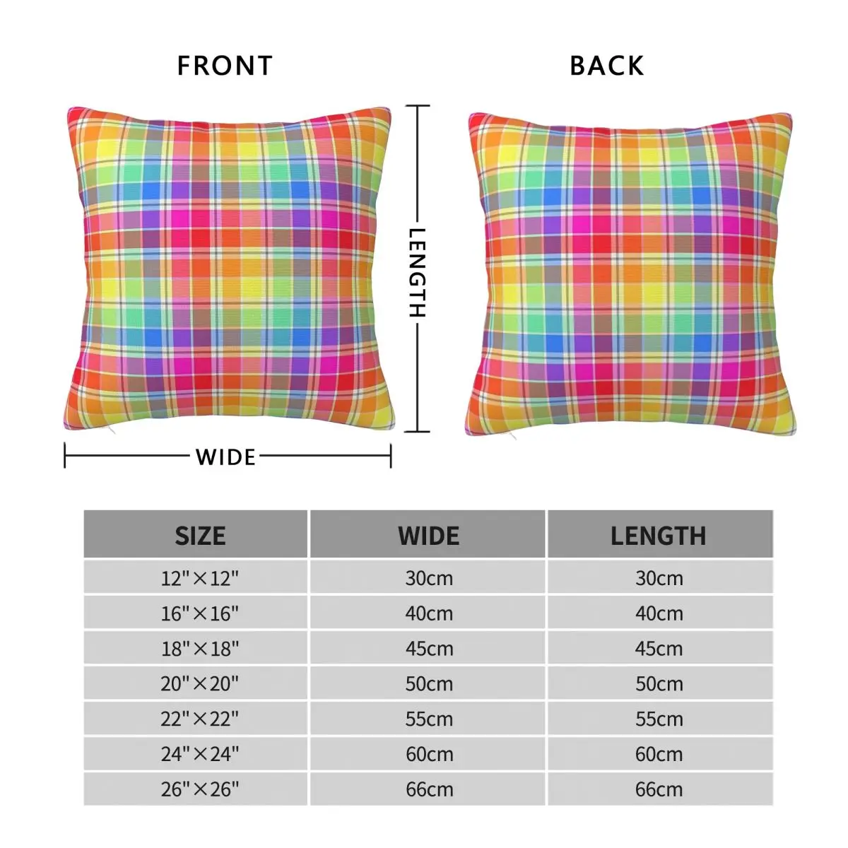 Bright Pastel Rainbow Plaid Square Pillowcase Polyester Linen Velvet Printed Zip Decorative Throw Pillow Case Home Cushion Case